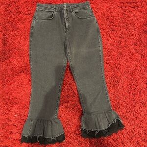 The Ragged Priests Free People Anguish Ruffle Hem High Rise Jeans